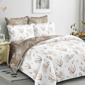 BSB HOME 100% Cotton Feel Double Bed Bedsheet Set | 144 TC Soft & Breathable | Mint Green White Flower Print with 2 Pillow Covers | Wrinkle Free | for Bedroom (90 x 90 Inches)