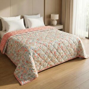 HOMEKART Ultrasonic Quilted AC Comforter 220 GSM (1500g) Premium Microfiber Reversible All-Season Blanket for Double Bed|Ultra Soft, & Lightweight, Quilt/Duvet | Comforter (Red & Green, 225CMx220CM)